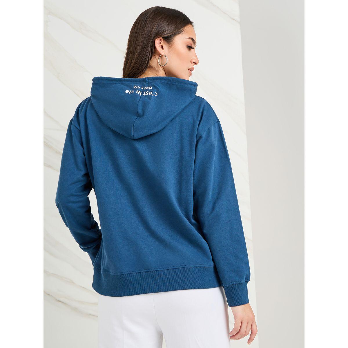 Styli Regular Fit Slogan Hoodie with Front Pocket-women-winterwear-hoodiesandsweatshirts-hoodies-image-5