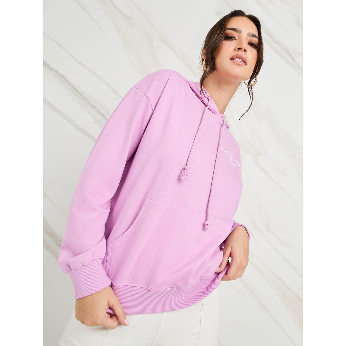 Styli Regular Fit Slogan Hoodie with Front Pocket-women-winterwear-hoodiesandsweatshirts-hoodies-image-1