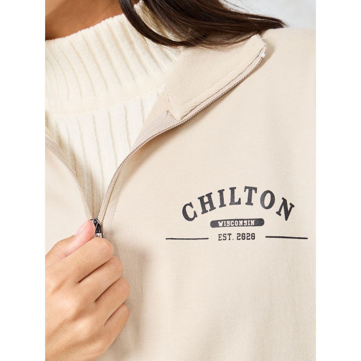 Styli Regular Fit Slogan Sweatshirt with Half Zip-women-winterwear-hoodiesandsweatshirts-sweatshirts-image-5