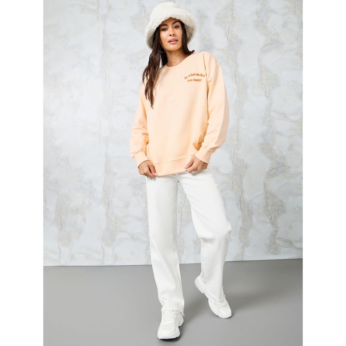 Styli Regular Fit Embroidered Slogan Regular Length Sweatshirt-women-winterwear-hoodiesandsweatshirts-sweatshirts-image-2