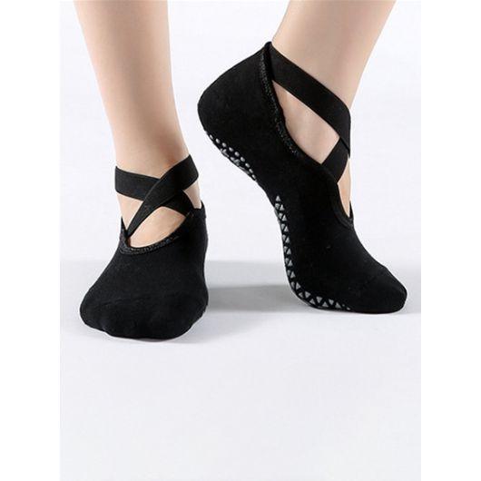 Styli Active Cross Over Straps Silicon Pad Base No Show Yoga Socks-women-socksandstockings-image-2