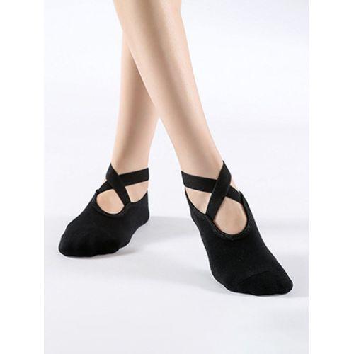 Styli Active Cross Over Straps Silicon Pad Base No Show Yoga Socks-women-socksandstockings-image-5