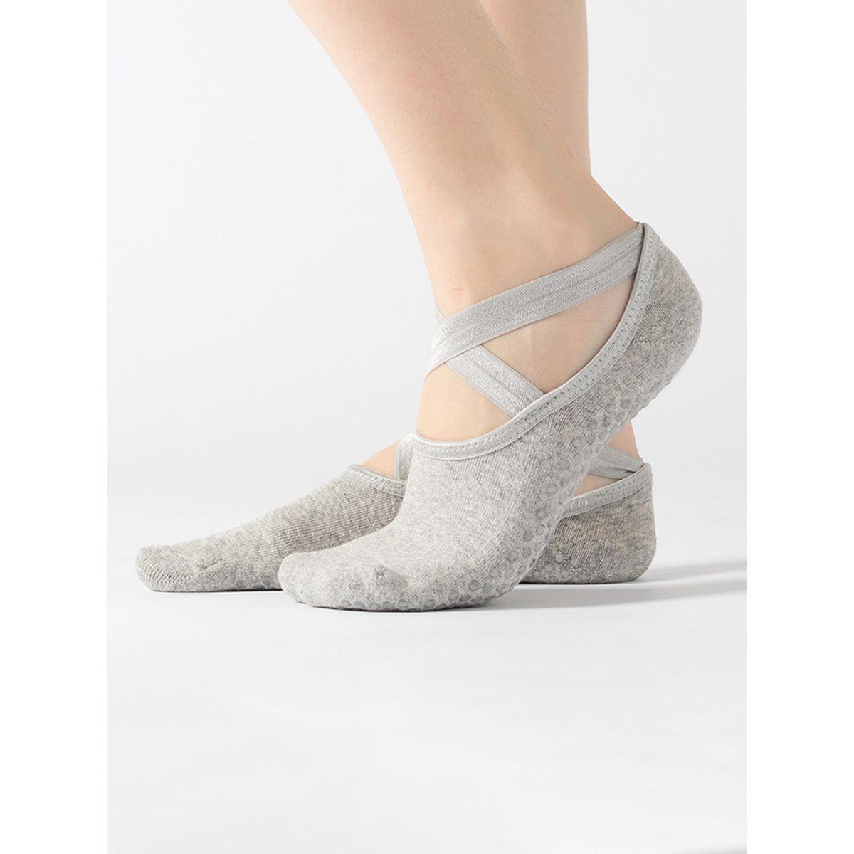 Styli Active Cross Over Straps Silicon Pad Base No Show Yoga Socks-sports-gear-gym-image-2