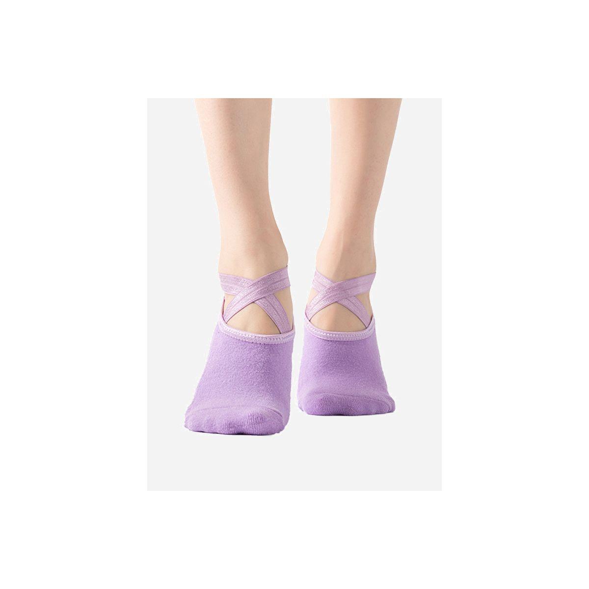 Styli Cross Over Straps Silicon Pad Base No Show Yoga Socks-sports-women-clothing-trackpantsandtracksuits-image-2