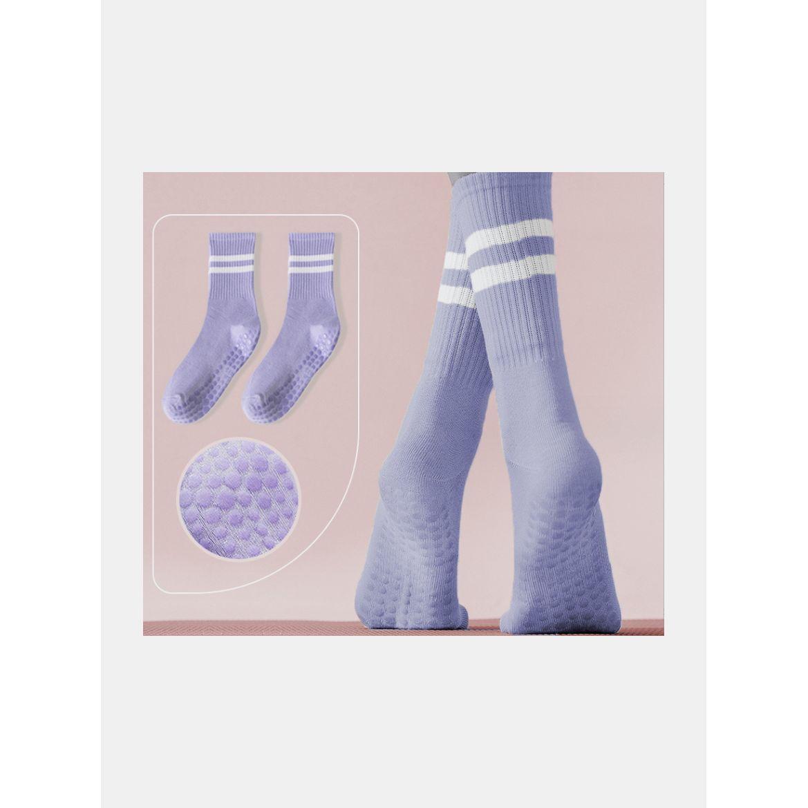 Styli Active Double Stripe Silicon Pad Base Crew Yoga Socks-women-socksandstockings-image-3