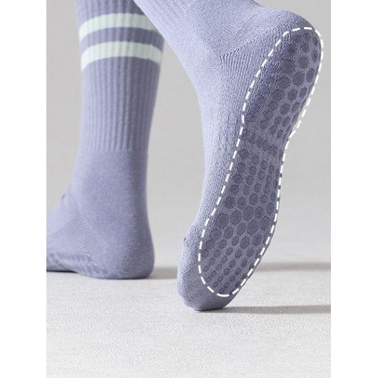 Styli Active Double Stripe Silicon Pad Base Crew Yoga Socks-women-socksandstockings-image-4