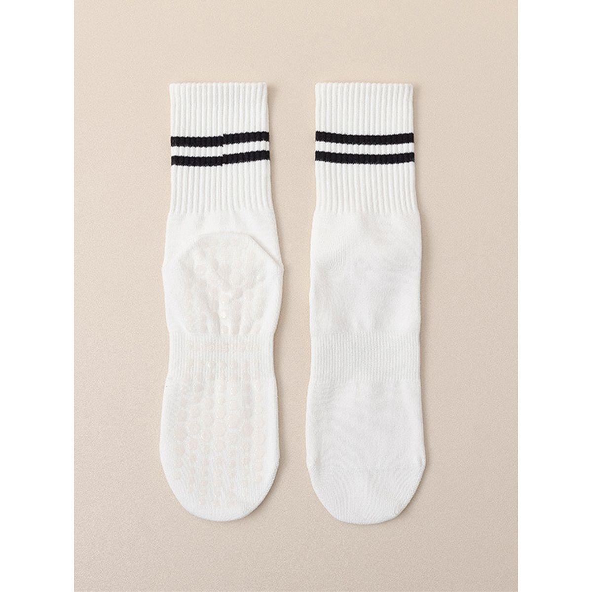 Styli Active Double Stripe Silicon Pad Base Crew Yoga Socks-sports-gear-gym-image-3