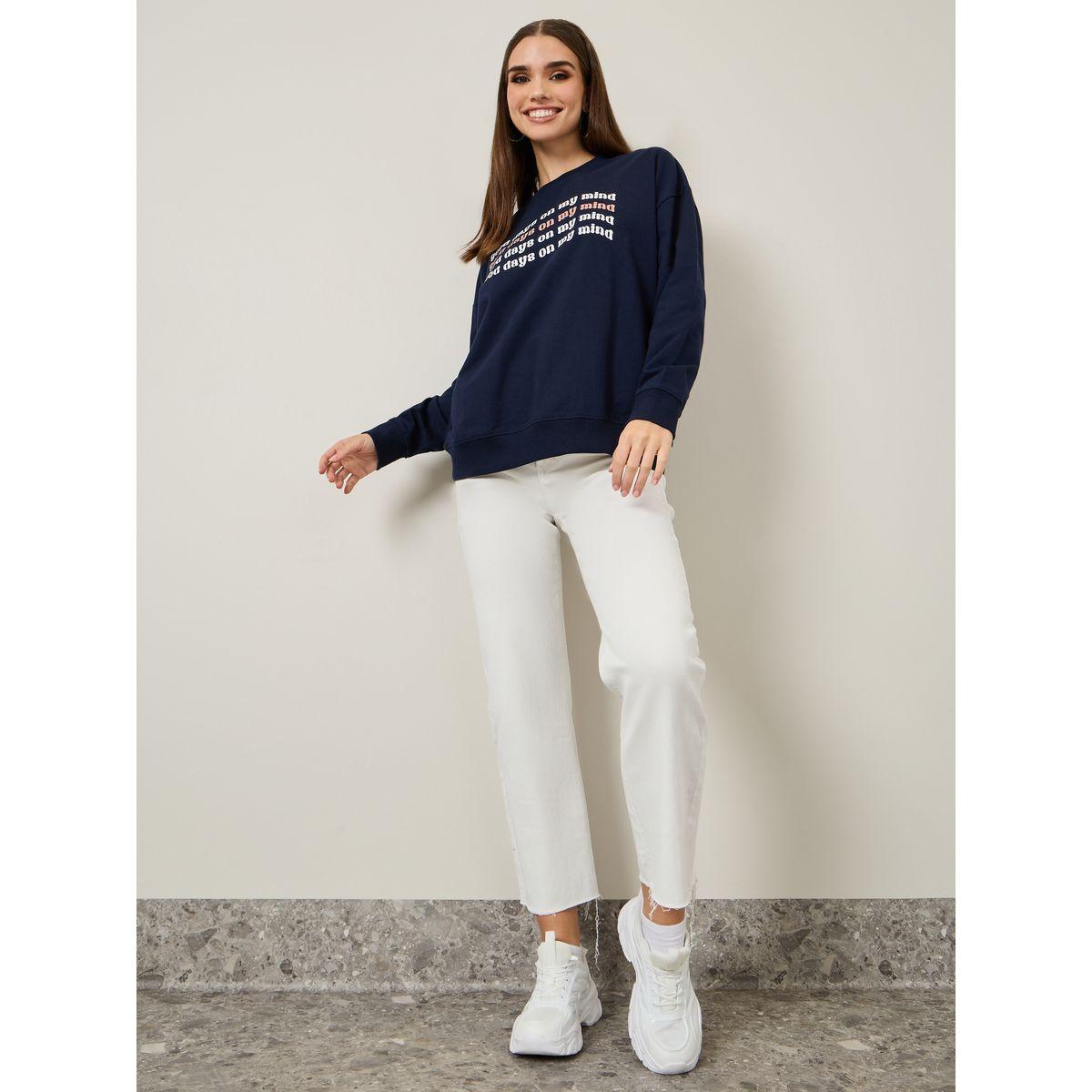 Styli Oversized Slogan Print Sweatshirt-women-winterwear-hoodiesandsweatshirts-sweatshirts-image-2