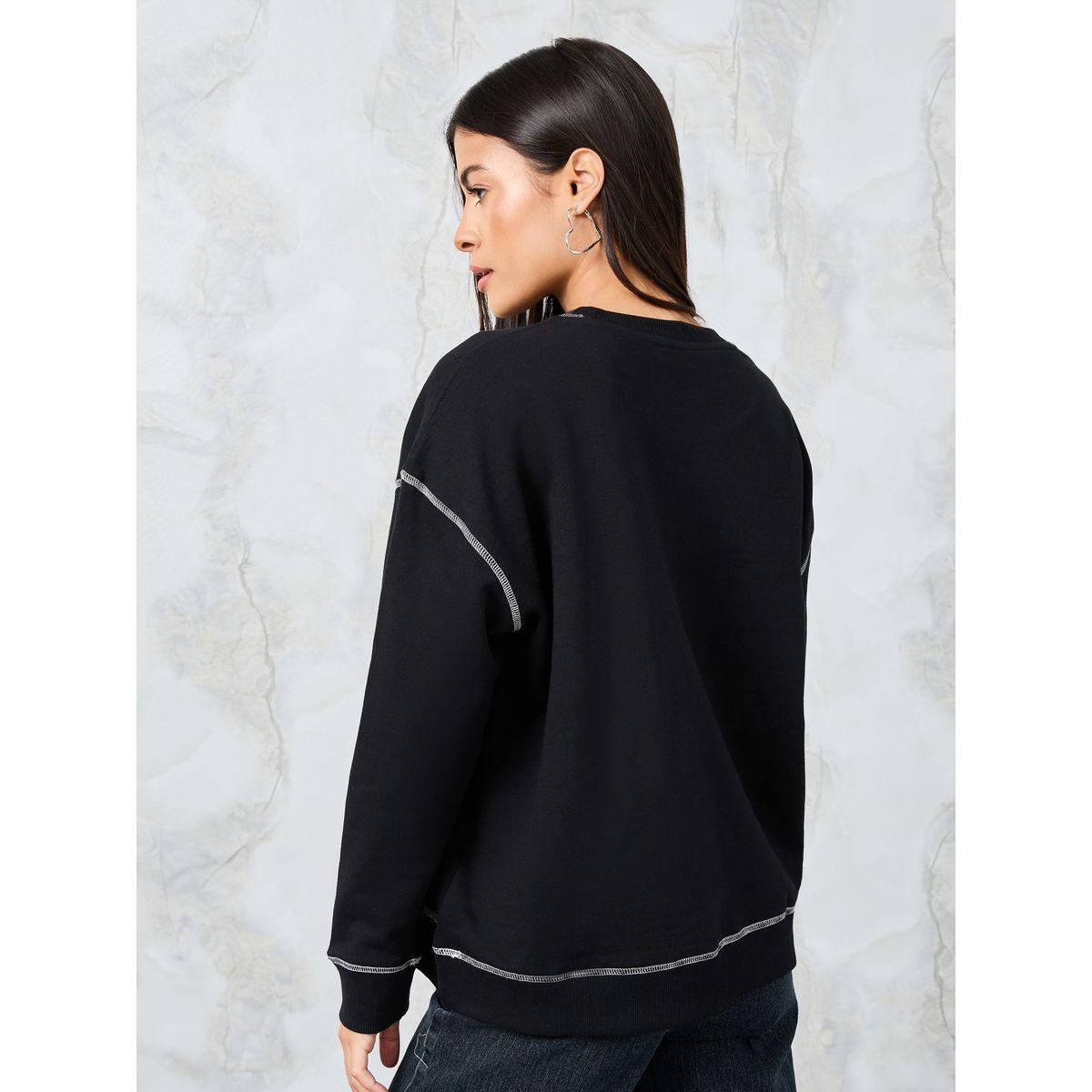 Styli Oversized Embroidered Slogan Sweatshirt with Contrast Stitch-women-winterwear-hoodiesandsweatshirts-sweatshirts-image-4