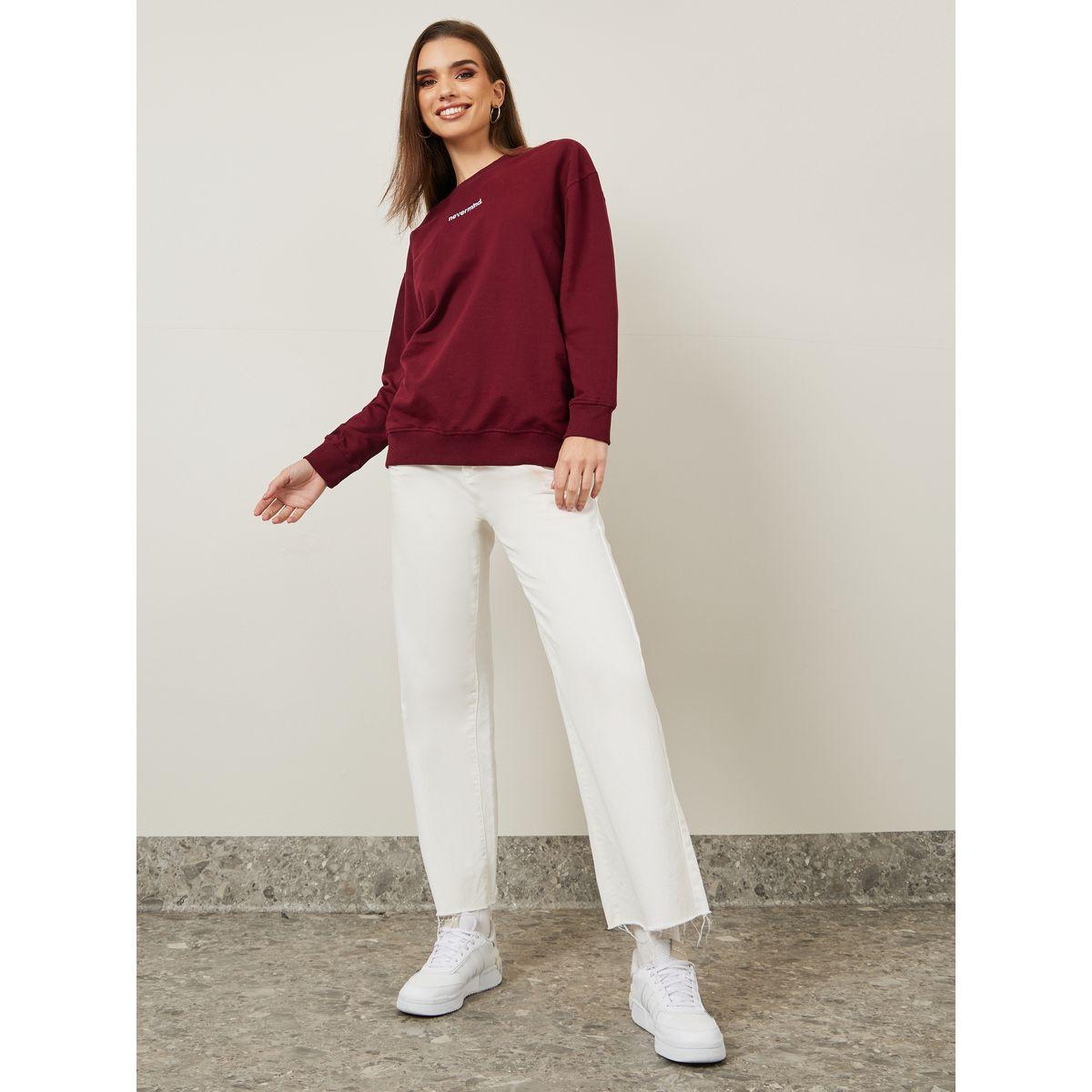 Styli Regular Fit Longline Embroidered Slogan Sweatshirt-women-winterwear-hoodiesandsweatshirts-sweatshirts-image-2