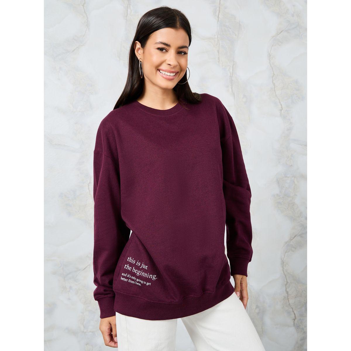 Styli Regular Fit Slogan Print Longline Sweatshirt-women-winterwear-hoodiesandsweatshirts-sweatshirts-image-1