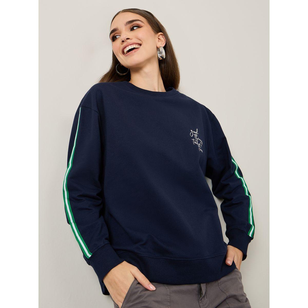 Styli Regular Fit Slogan Sweatshirt with Contrast Taping-women-winterwear-hoodiesandsweatshirts-sweatshirts-image-2