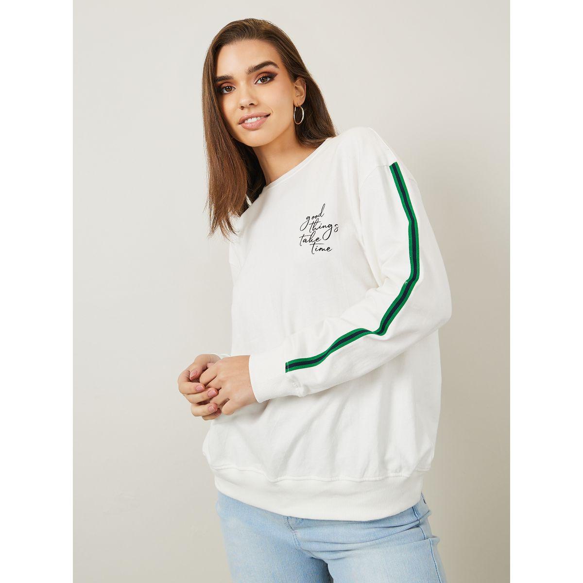 Styli Regular Fit Slogan Sweatshirt with Contrast Taping-women-winterwear-hoodiesandsweatshirts-sweatshirts-image-2
