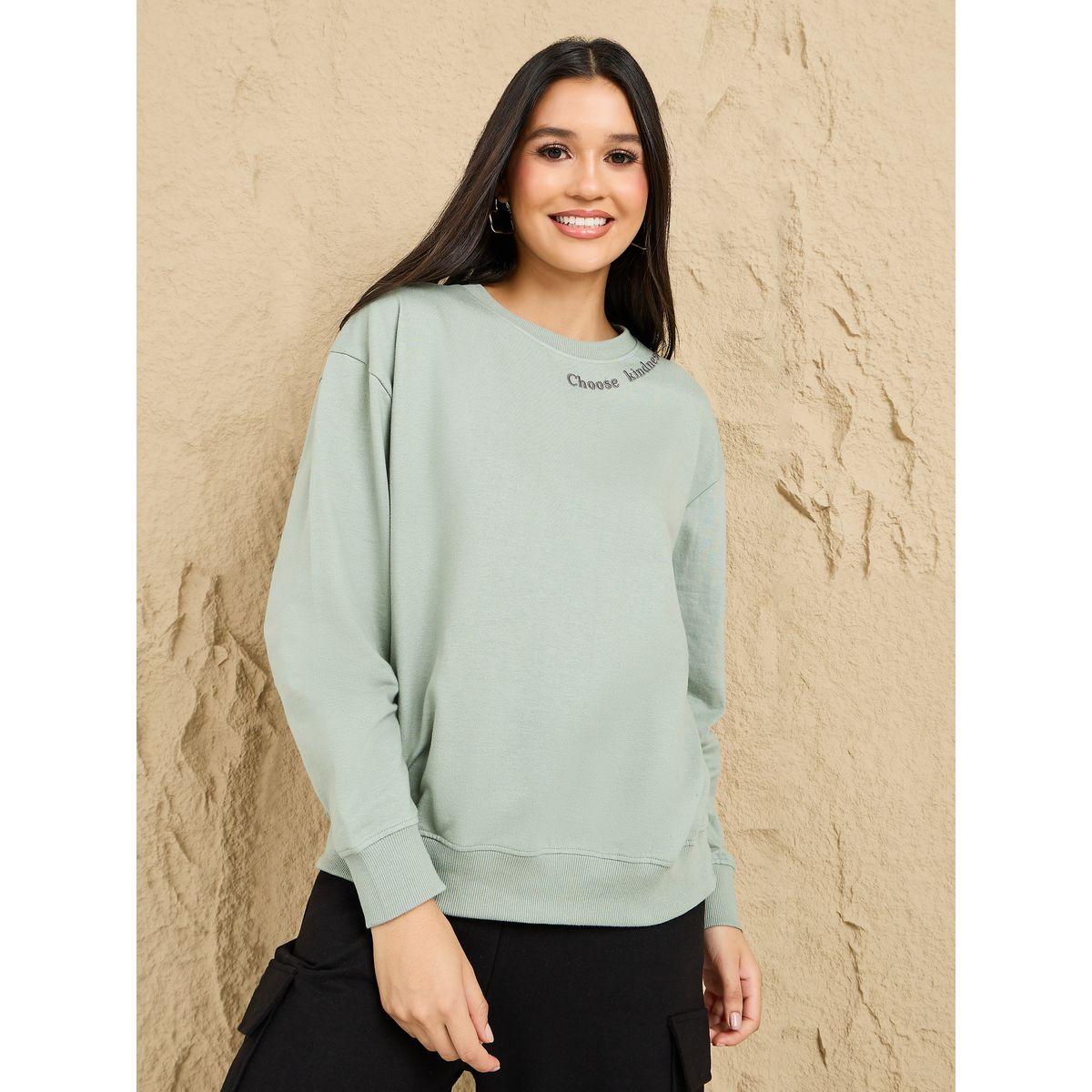 Styli Regular Fit Slogan Embroidered Sweatshirt-women-winterwear-hoodiesandsweatshirts-sweatshirts-image-1