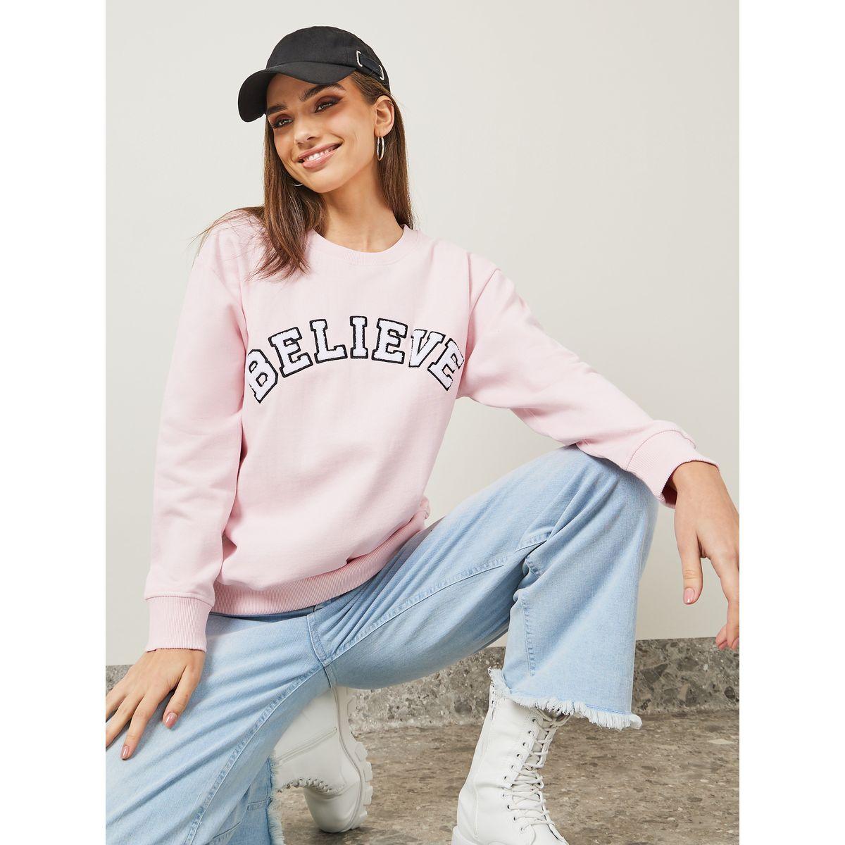 Styli Regular Fit Embroidered Slogan Sweatshirt-women-winterwear-hoodiesandsweatshirts-sweatshirts-image-1