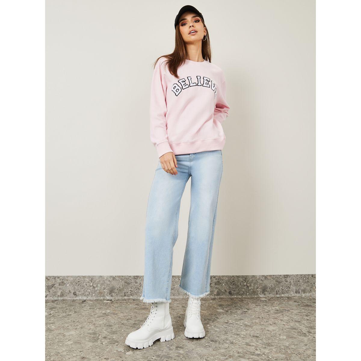 Styli Regular Fit Embroidered Slogan Sweatshirt-women-winterwear-hoodiesandsweatshirts-sweatshirts-image-2