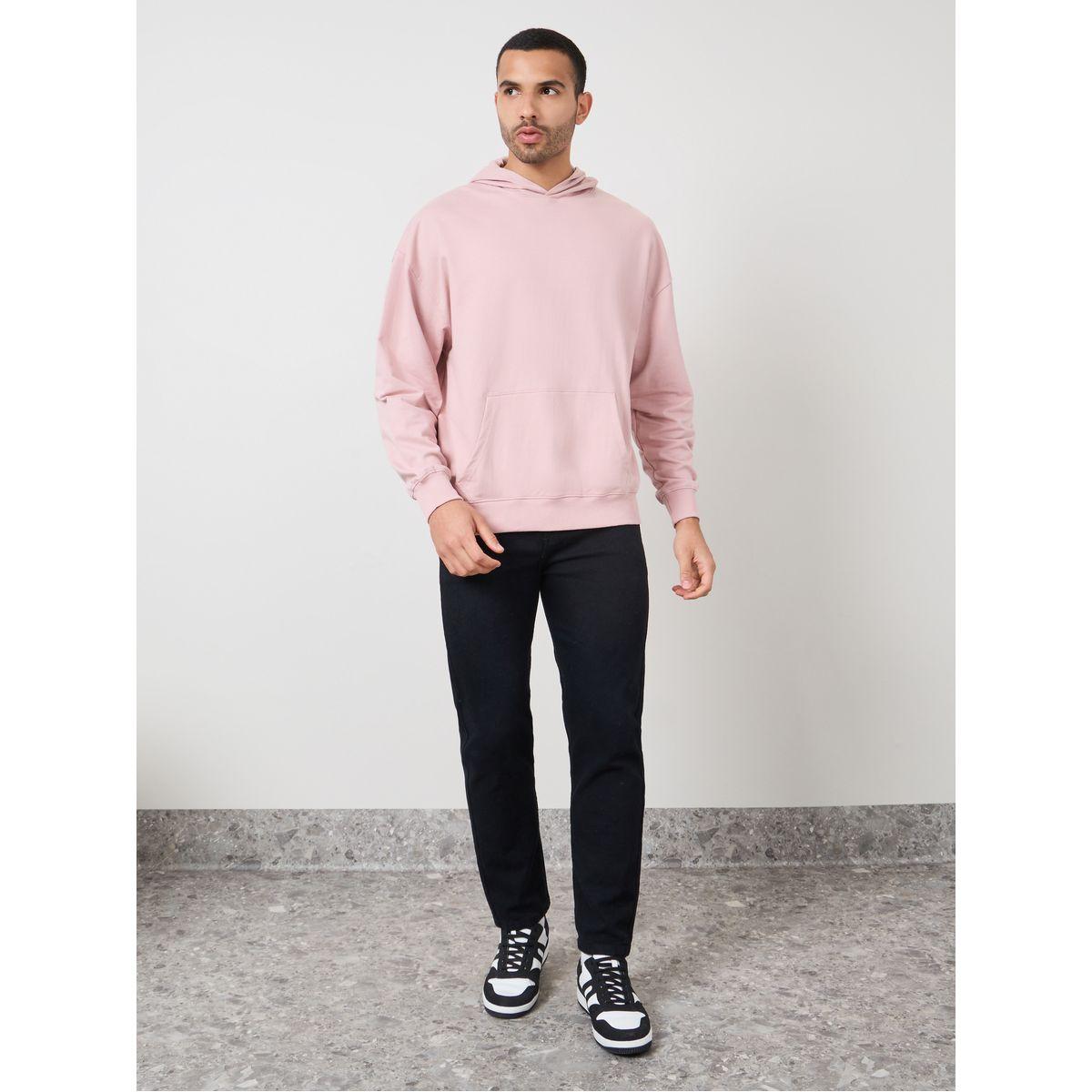 Styli Oversized Fleece Hoodie with Front Pocket-men-winterwear-hoodiesandsweatshirts-image-2