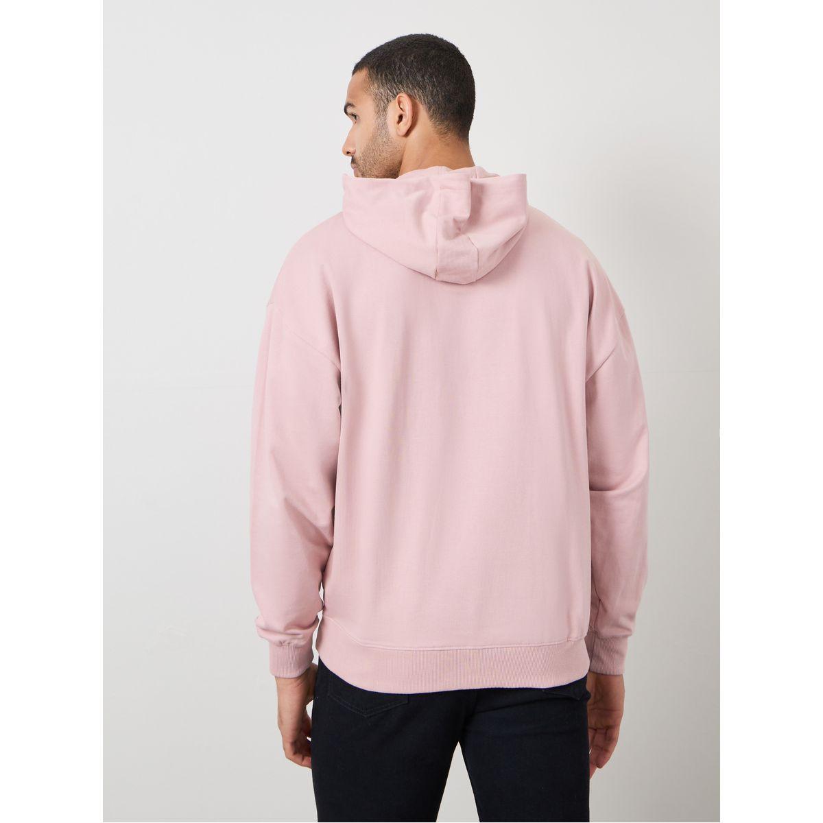 Styli Oversized Fleece Hoodie with Front Pocket-men-winterwear-hoodiesandsweatshirts-image-5