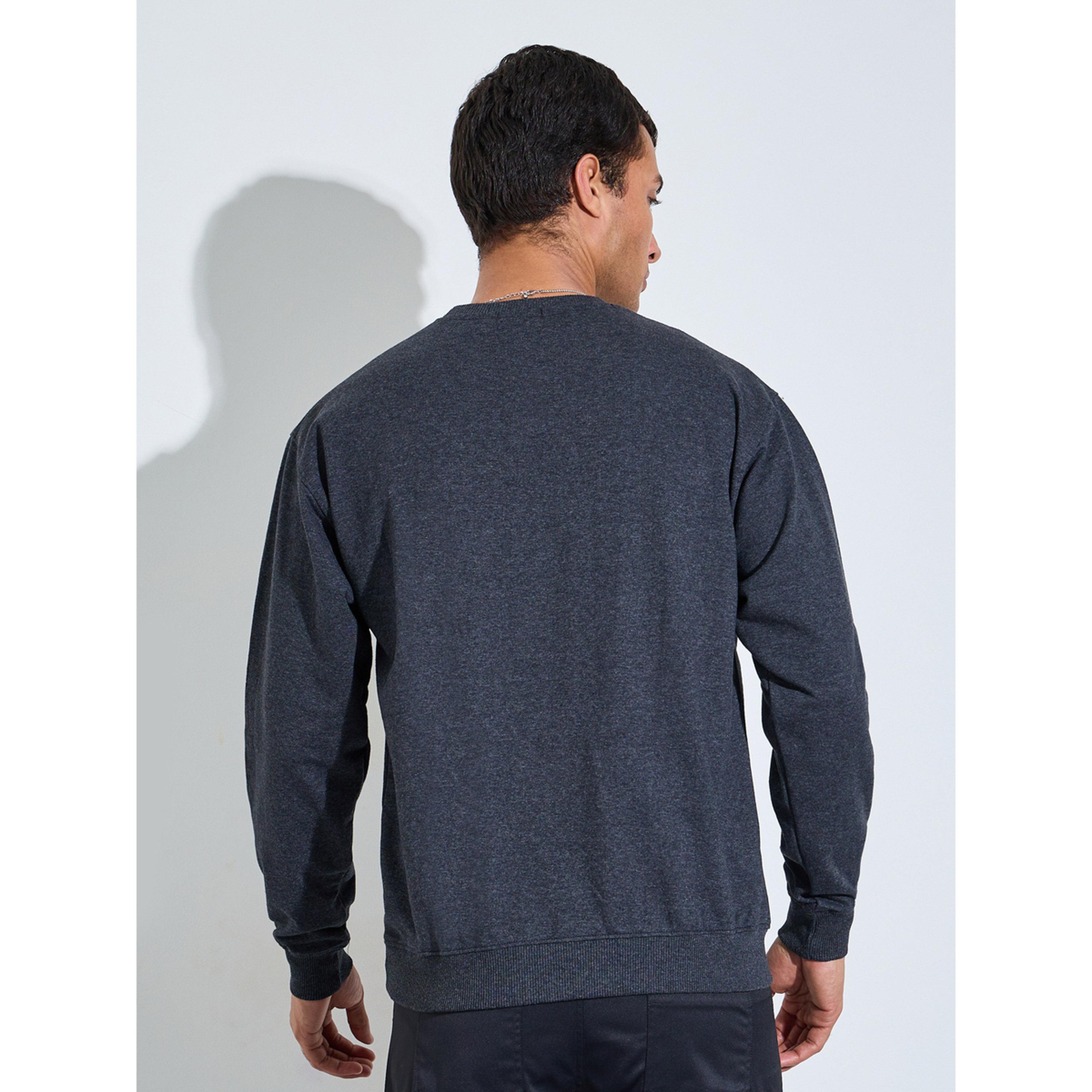 Styli Charcoal Minimal Print Relaxed Fit Sweatshirt-men-winterwear-hoodiesandsweatshirts-image-4
