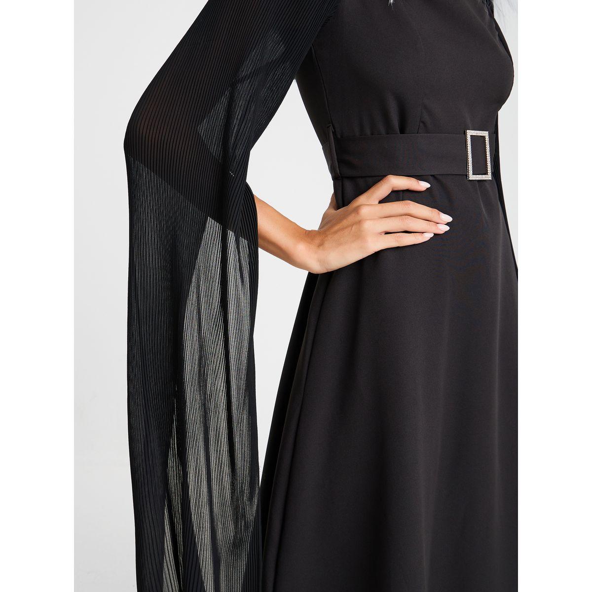 فستان ميدي بأكمام كيب-women-clothing-dresses-image-5