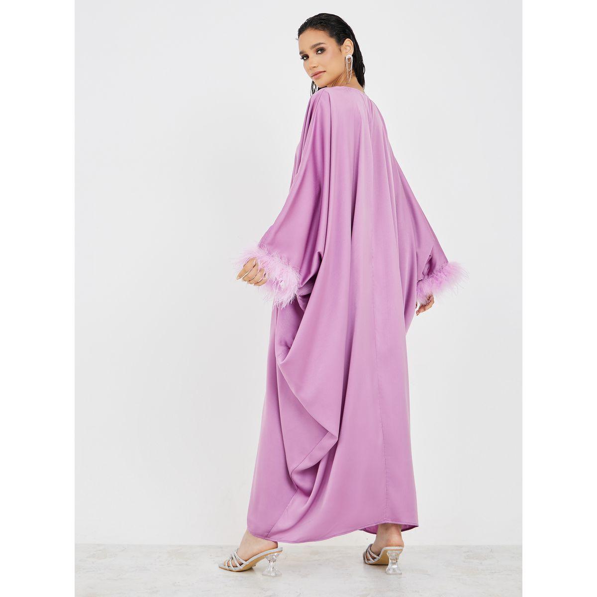 فستان طويل مزين بريش صناعي-women-clothing-dresses-image-4