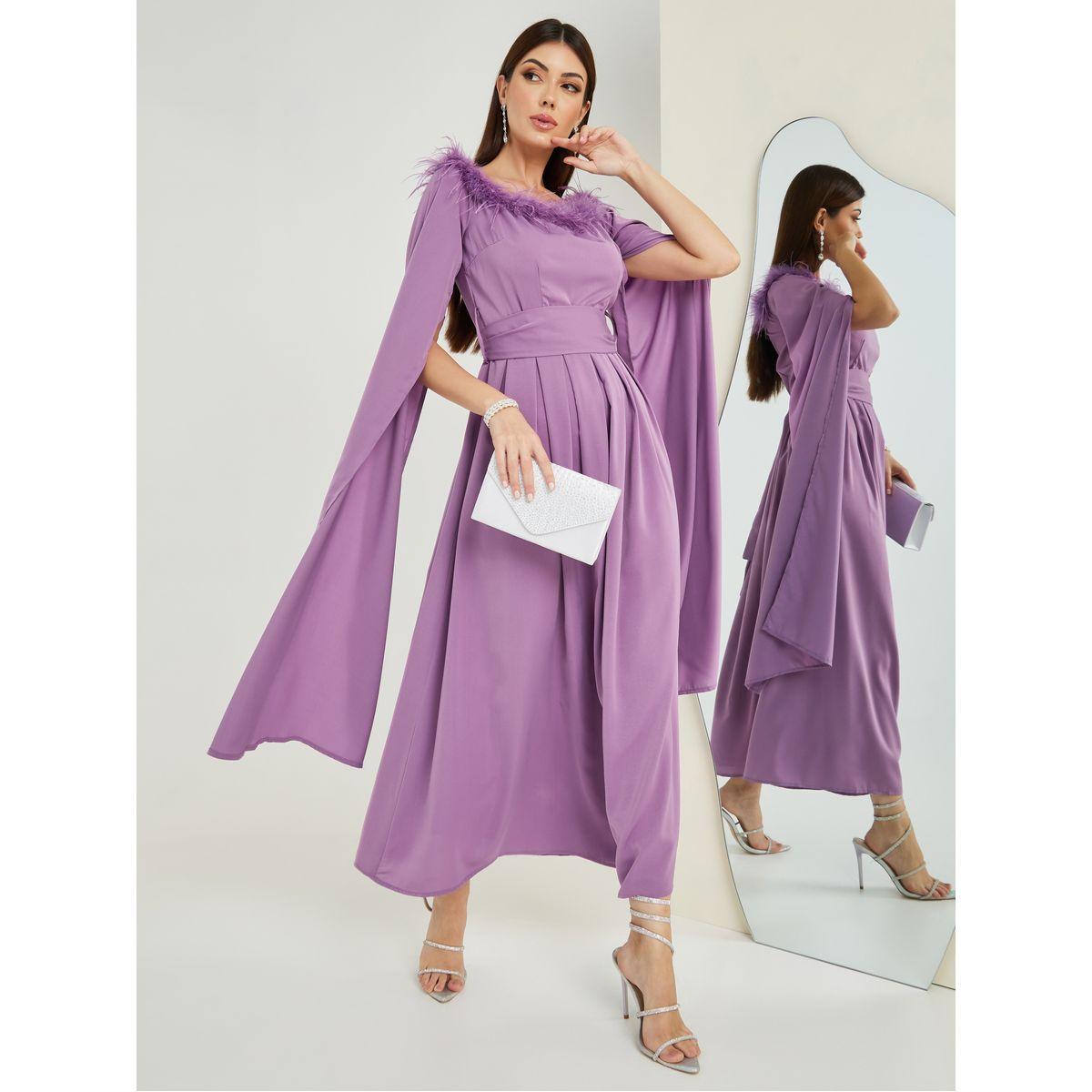 فستان طويل بأكمام كيب-women-clothing-dresses-image-1