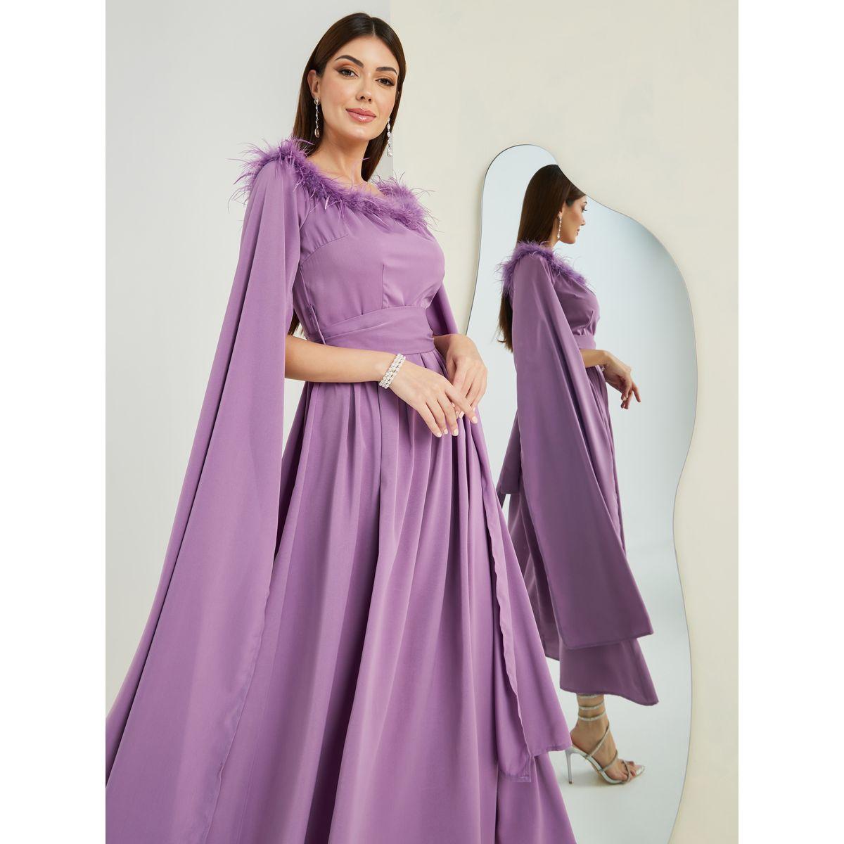 فستان طويل بأكمام كيب-women-clothing-dresses-image-2