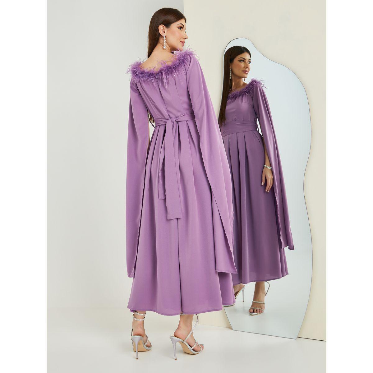 فستان طويل بأكمام كيب-women-clothing-dresses-image-4