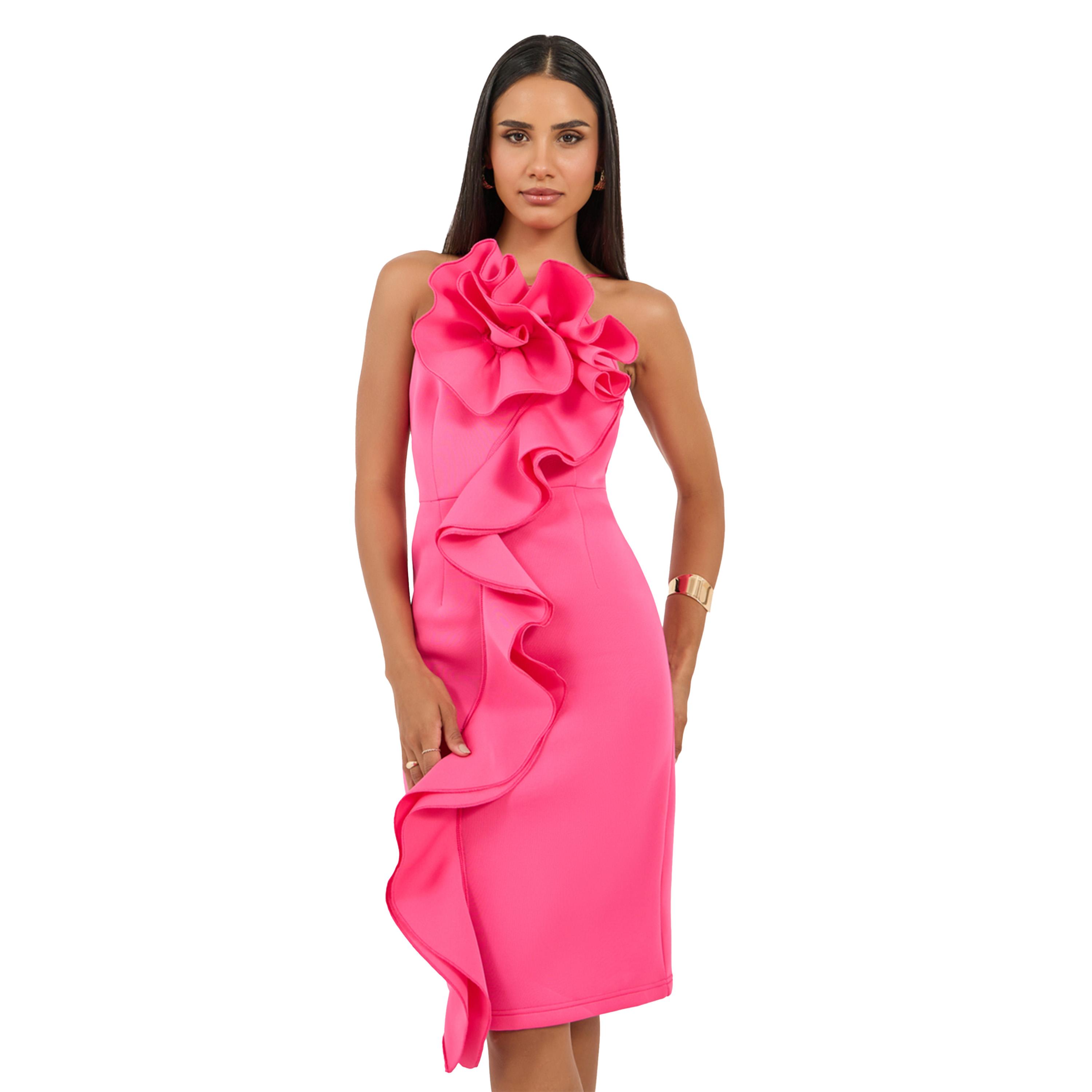Styli Corsage Detail Strappy Bodycon Knee-Length Dress-women-clothing-dresses-image-3