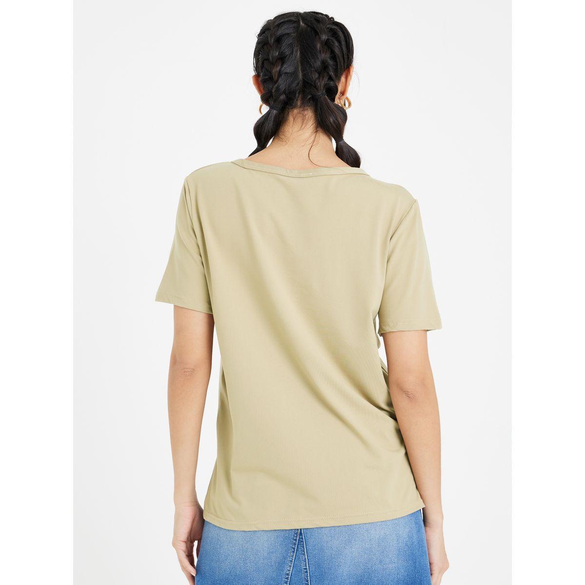 Styli Regular Fit Chain Detail Neck Solid T-Shirt-women-clothing-tshirts-image-5