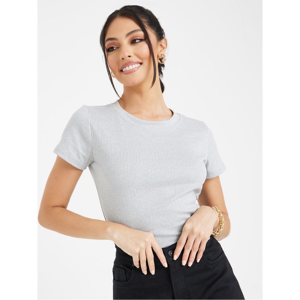تيشيرت مضلع بقصة سليم فت-women-clothing-tshirts-image-1