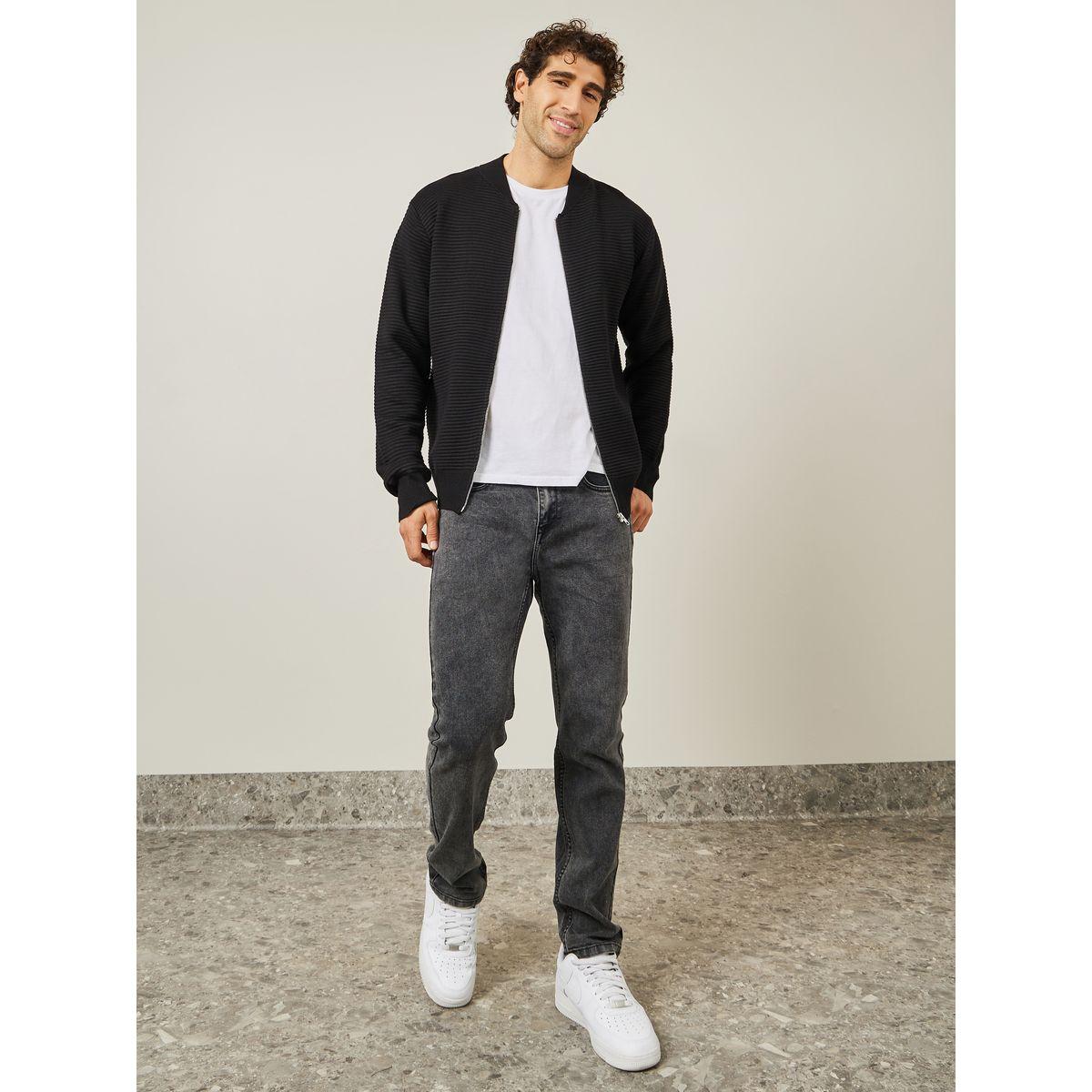 Styli Ribbed Zip Through Relaxed Fit Cardigan-men-clothing-sweatersandpullovers-image-2