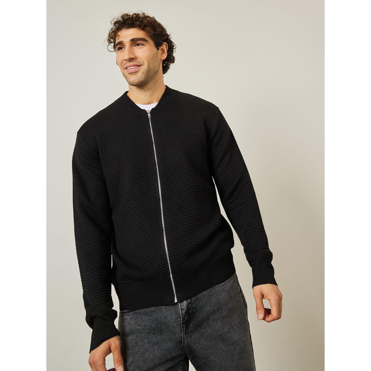 Styli Ribbed Zip Through Relaxed Fit Cardigan-men-clothing-sweatersandpullovers-image-3