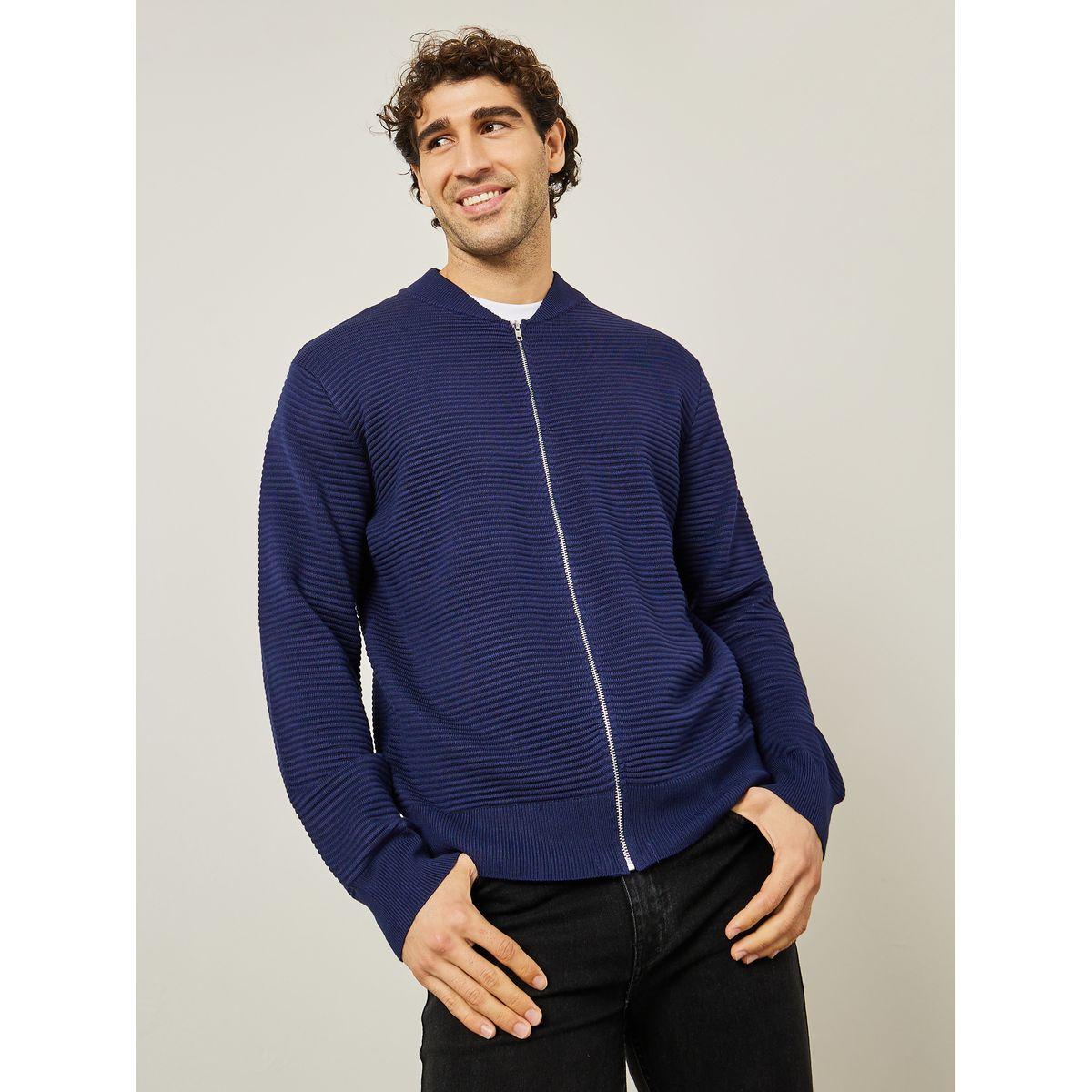 Styli Ribbed Zip Through Relaxed Fit Cardigan-men-clothing-sweatersandpullovers-image-3