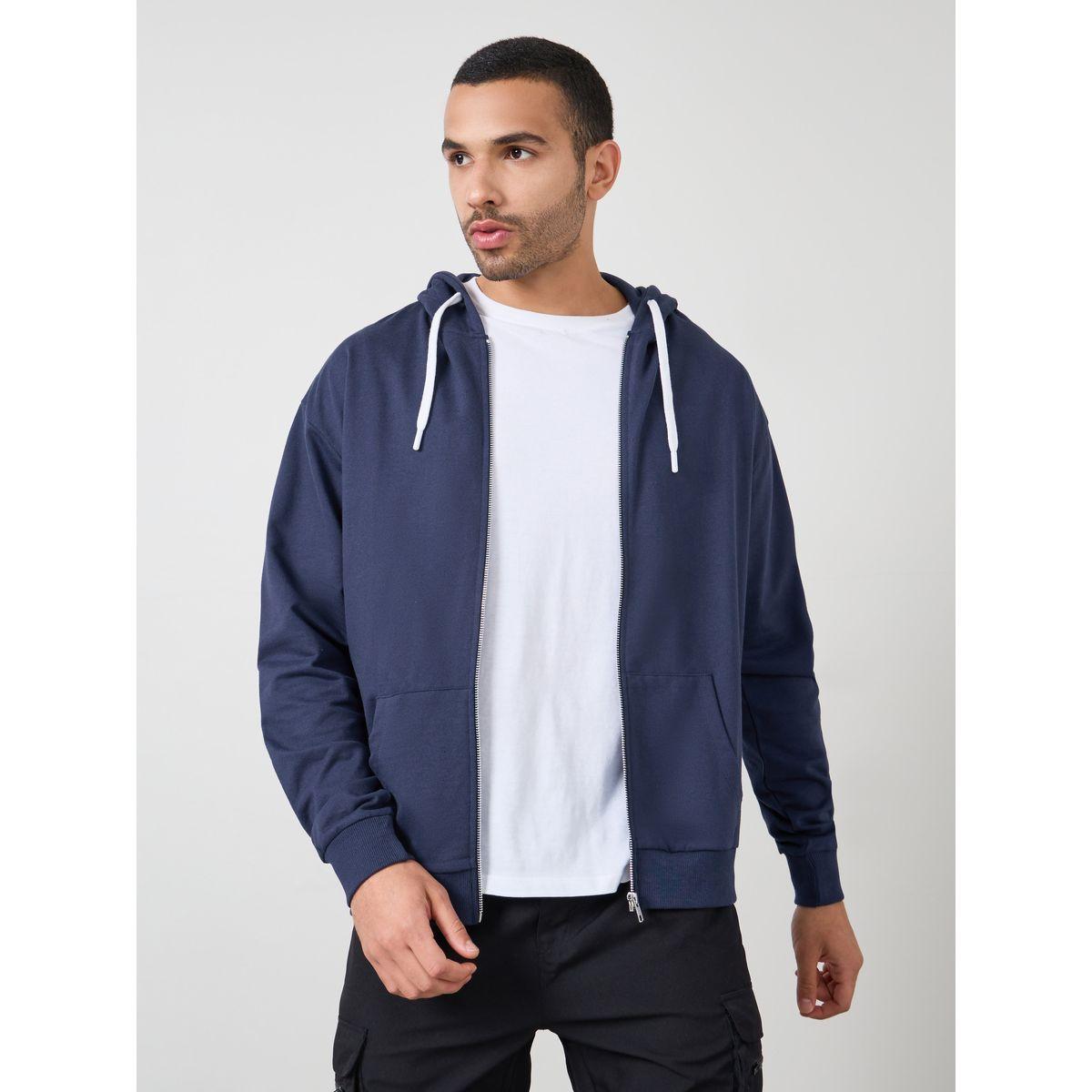 Styli Relaxed Fit Zip Hoodie with Contrast Drawcord-men-winterwear-jacketsandblazers-image-1
