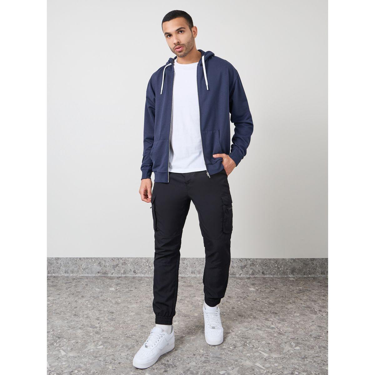 Styli Relaxed Fit Zip Hoodie with Contrast Drawcord-men-winterwear-jacketsandblazers-image-2