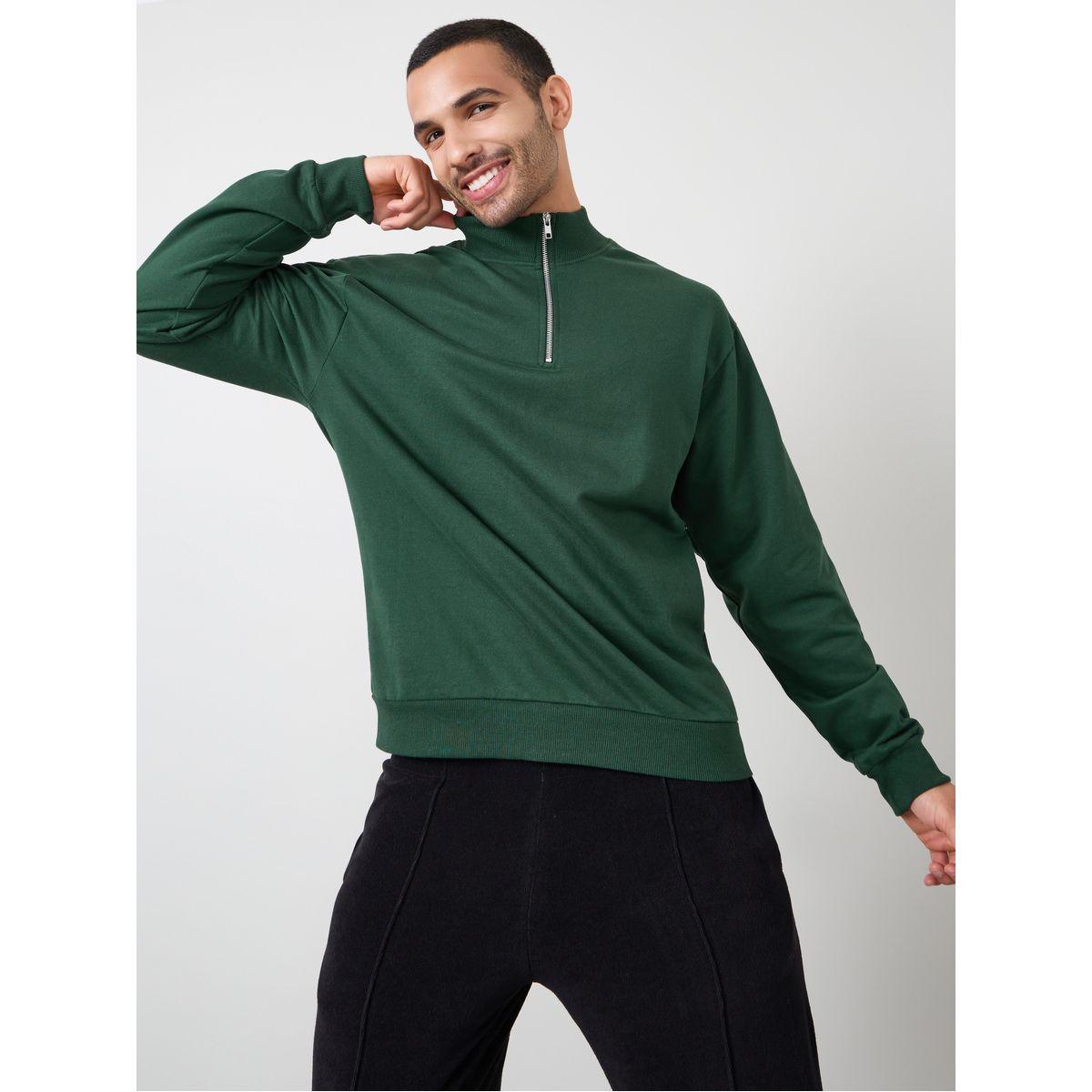 Styli Half Zip Fleece Relaxed Fit Sweatshirt-men-winterwear-hoodiesandsweatshirts-image-2