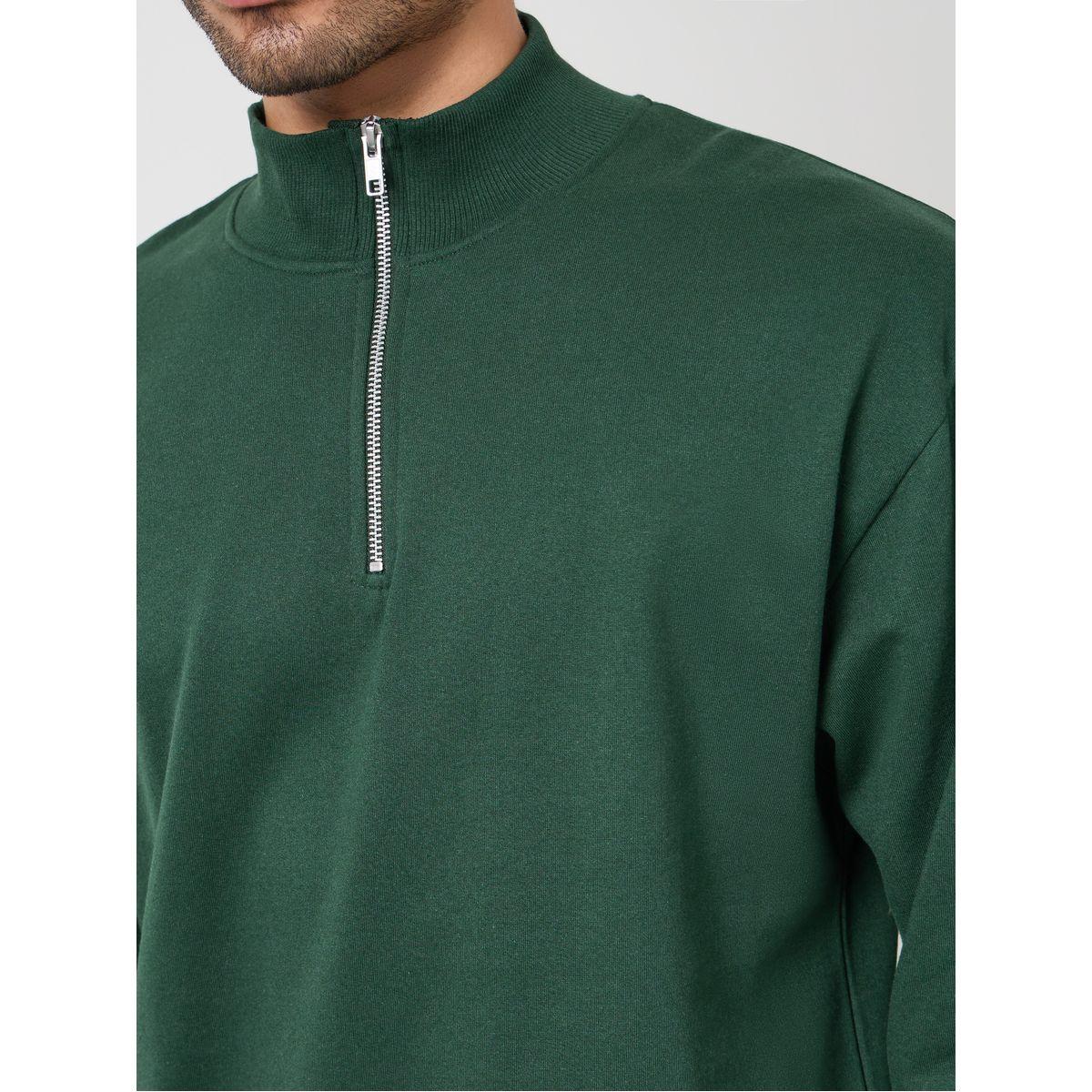 Styli Half Zip Fleece Relaxed Fit Sweatshirt-men-winterwear-hoodiesandsweatshirts-image-3