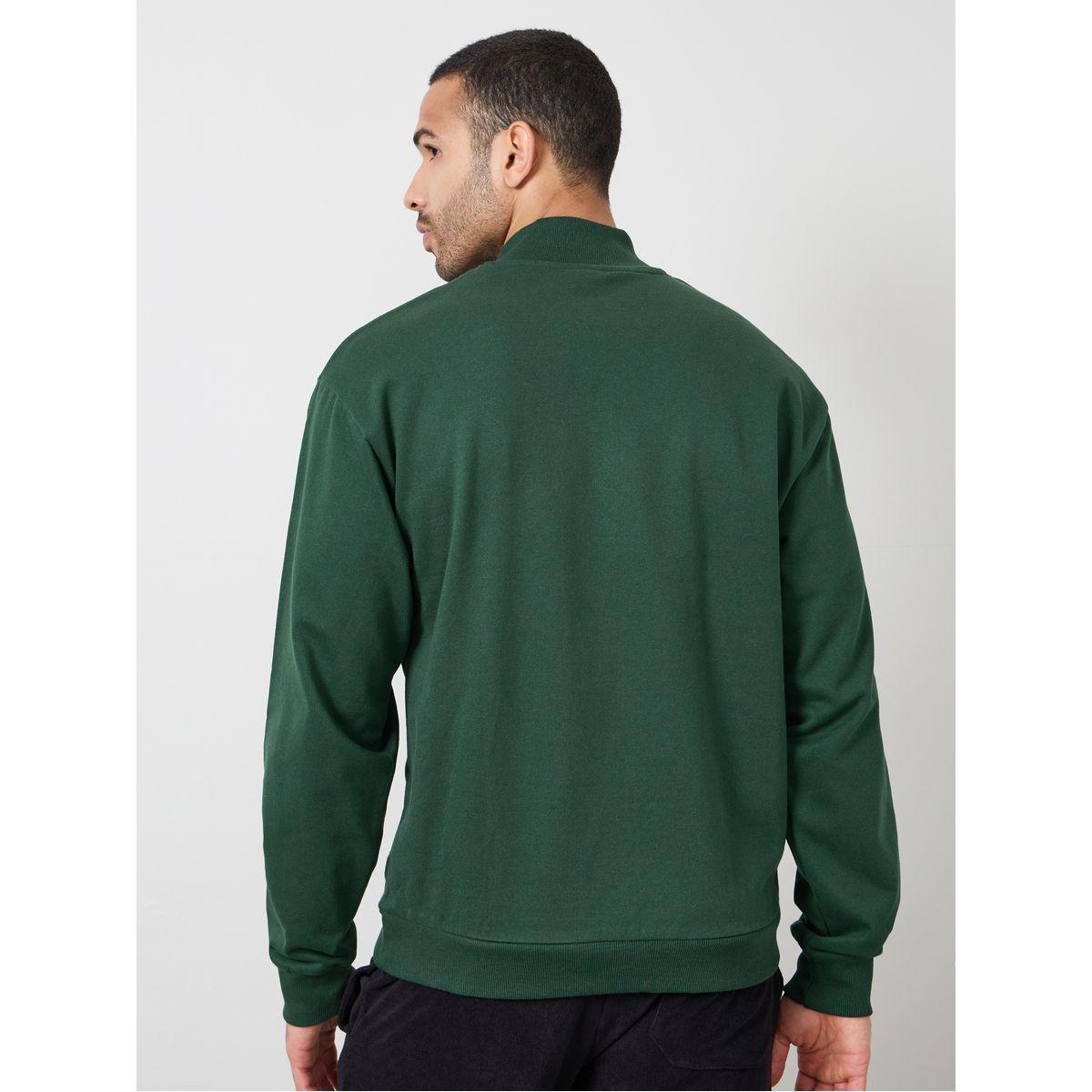 Styli Half Zip Fleece Relaxed Fit Sweatshirt-men-winterwear-hoodiesandsweatshirts-image-4