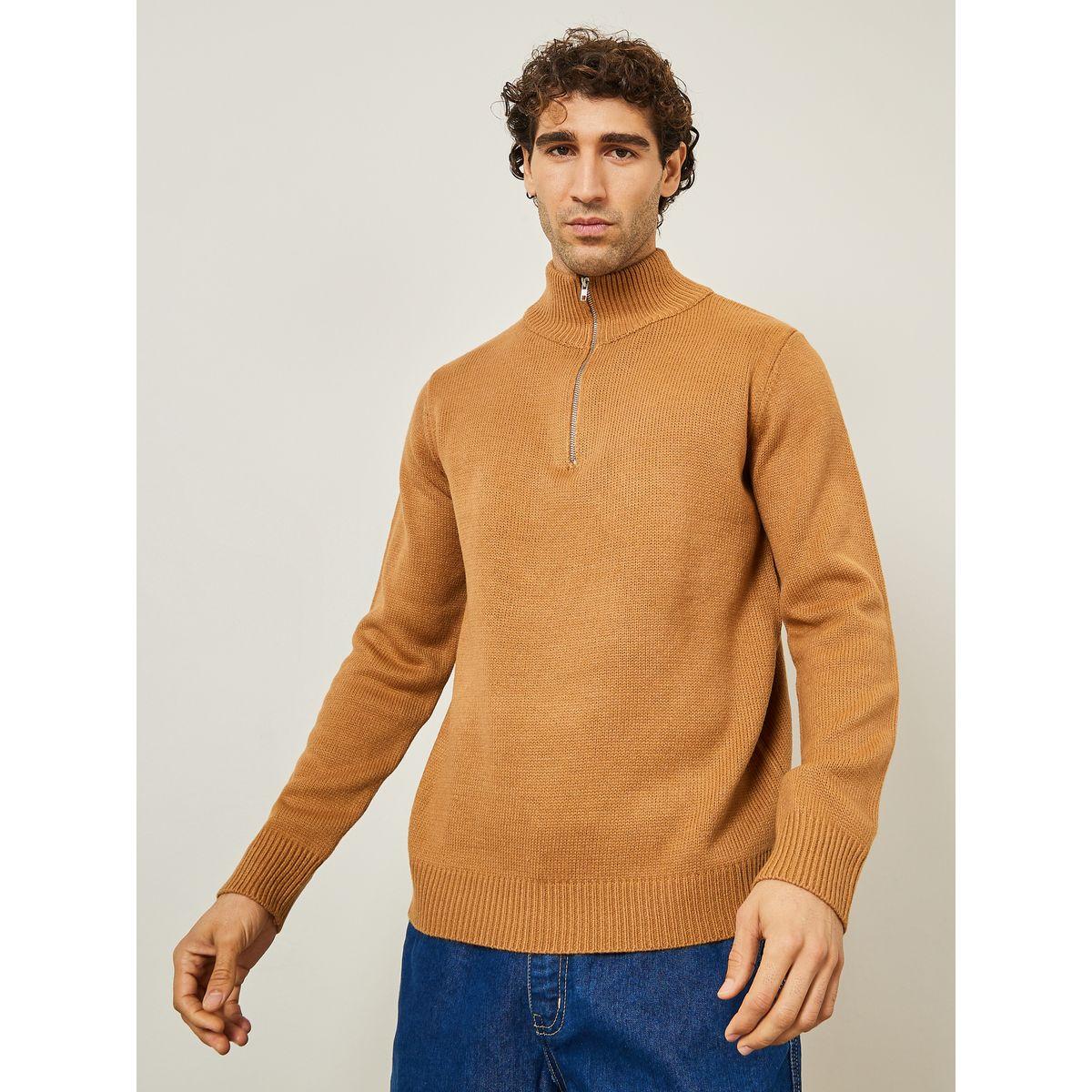 Styli Front Half Zip Relaxed Fit Sweater-men-clothing-sweatersandpullovers-image-1