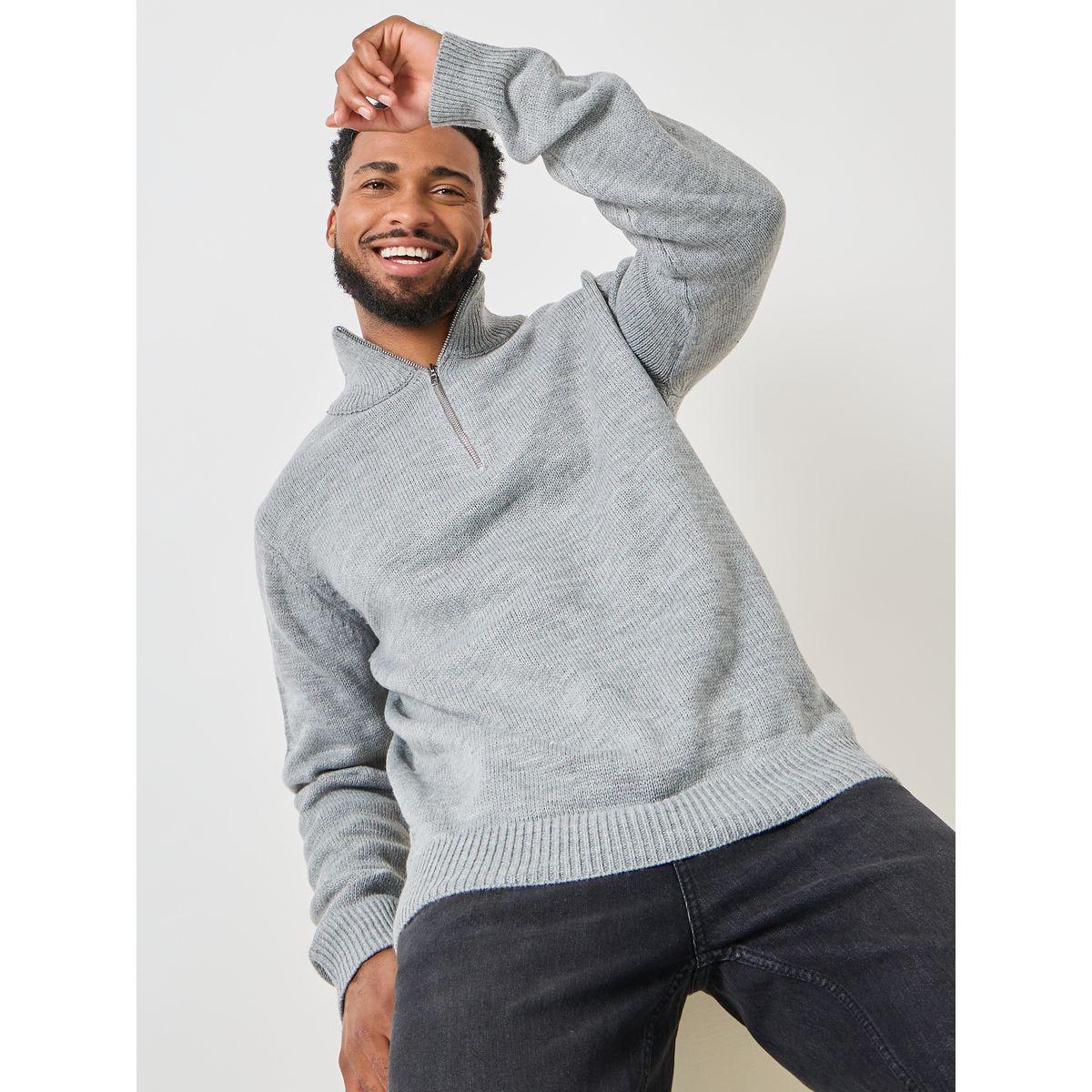 Styli Front Half Zip Relaxed Fit Sweater-men-clothing-sweatersandpullovers-image-1