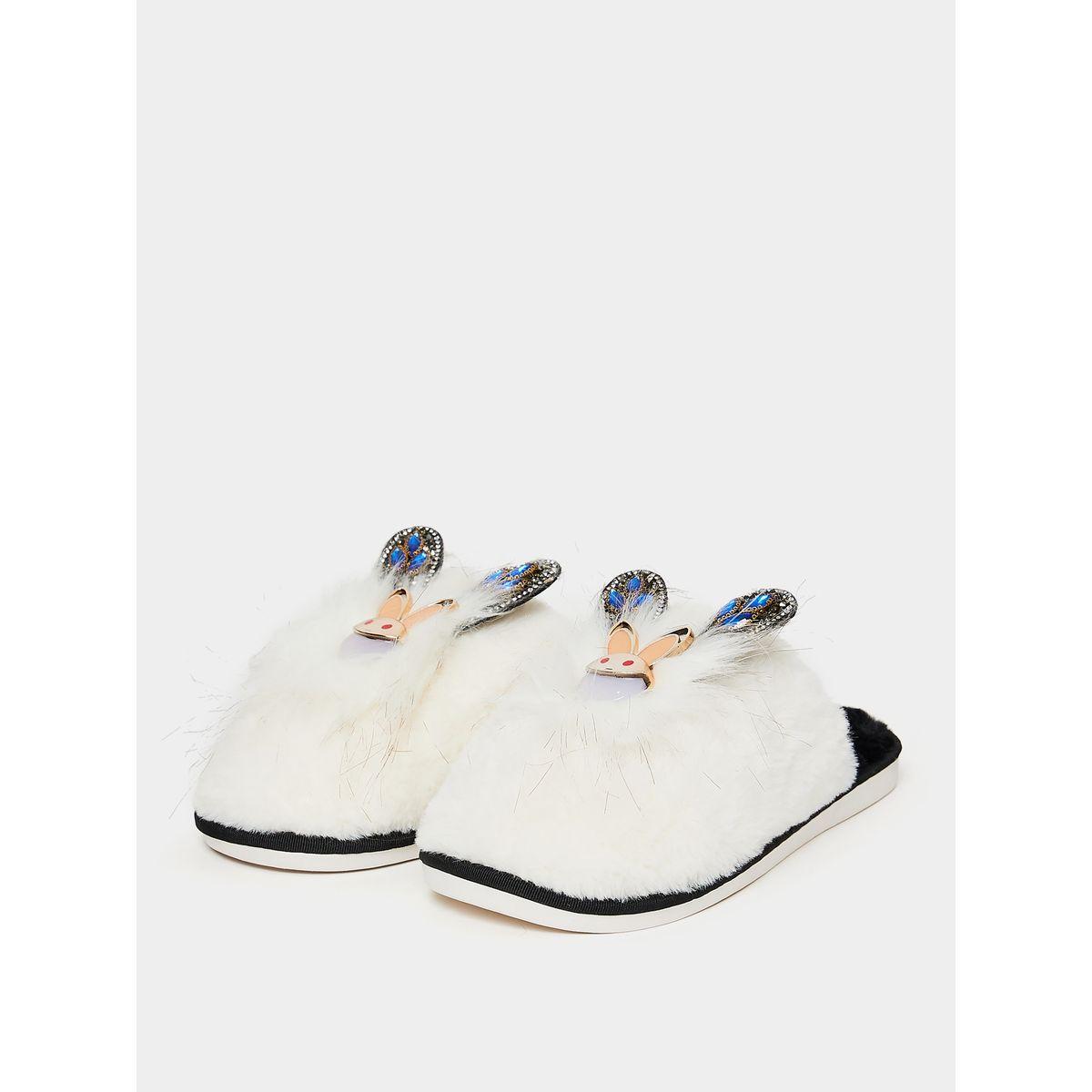 Styli Bunny Design Applique Furry Bedroom Slipper-women-shoes-bedroomslippers-image-3