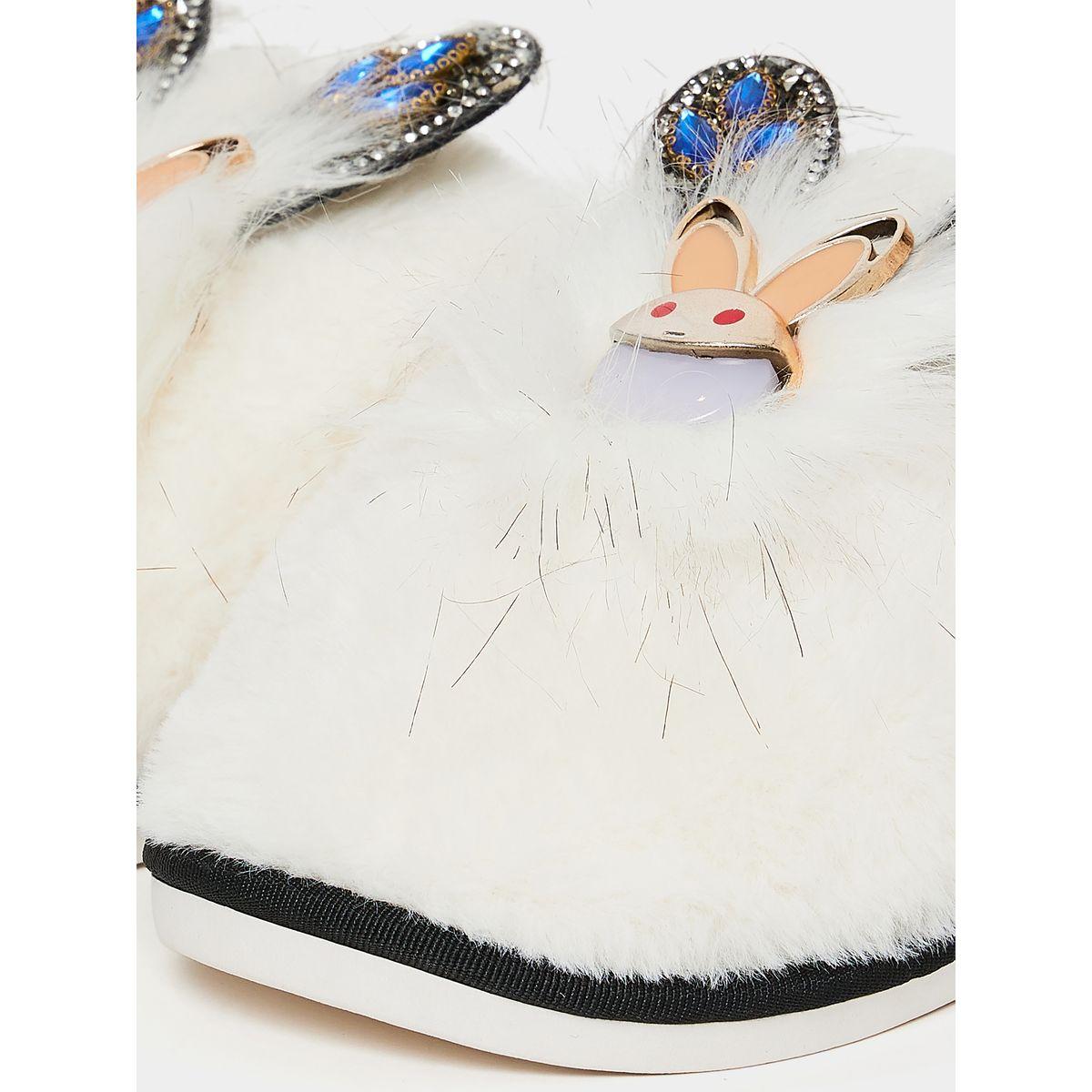 Styli Bunny Design Applique Furry Bedroom Slipper-women-shoes-bedroomslippers-image-4