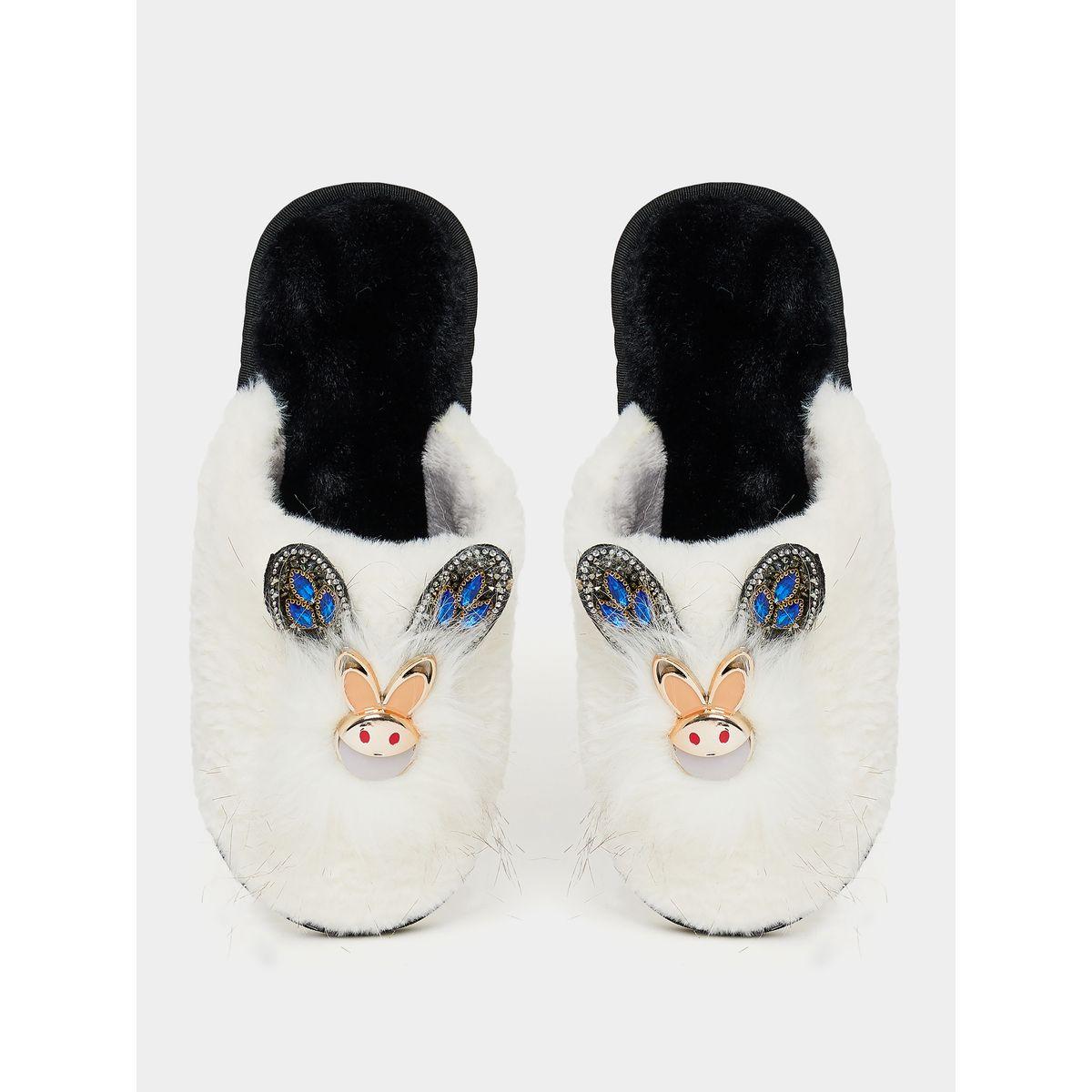 Styli Bunny Design Applique Furry Bedroom Slipper-women-shoes-bedroomslippers-image-5