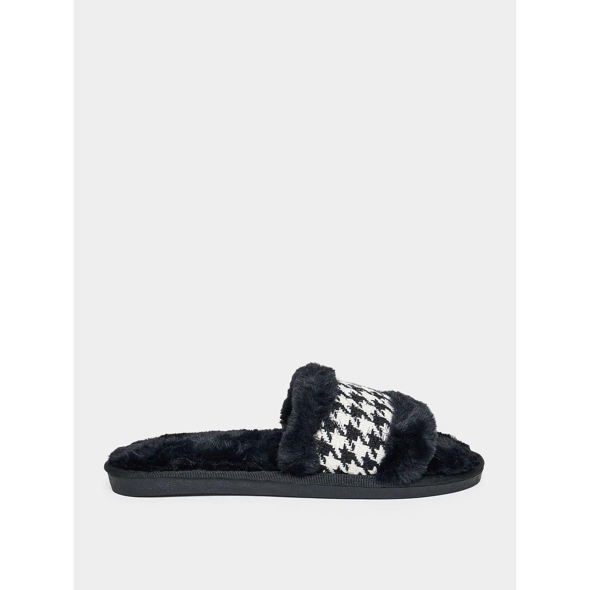 Styli Checkered Design Furry Bedroom Slipper-women-shoes-bedroomslippers-image-2