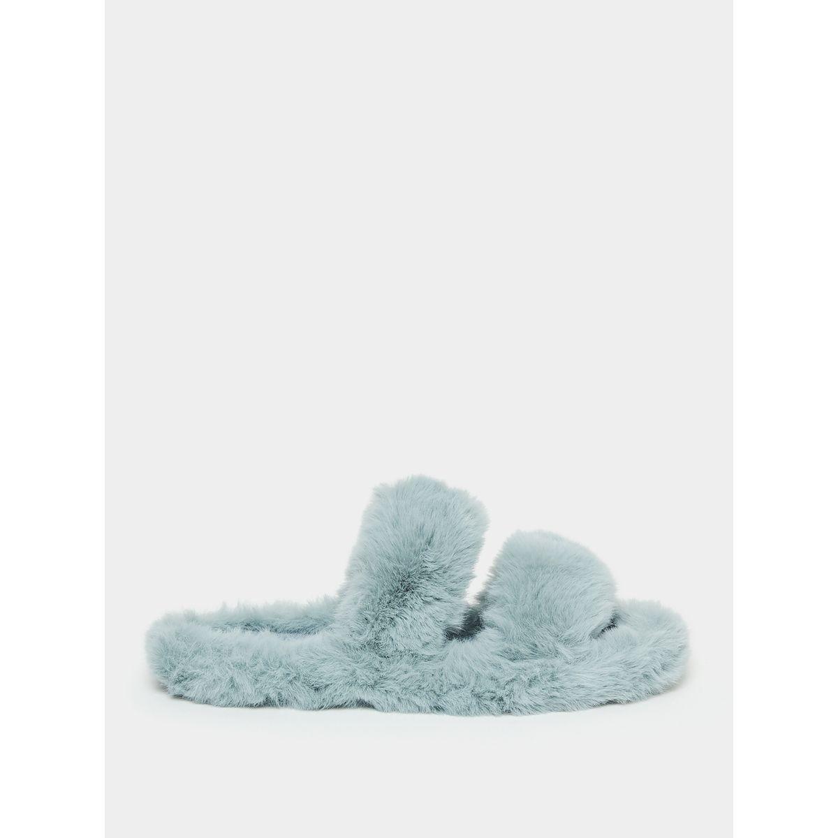 Styli Double Strap Soft Furry Bedroom Slippers-women-shoes-bedroomslippers-image-1