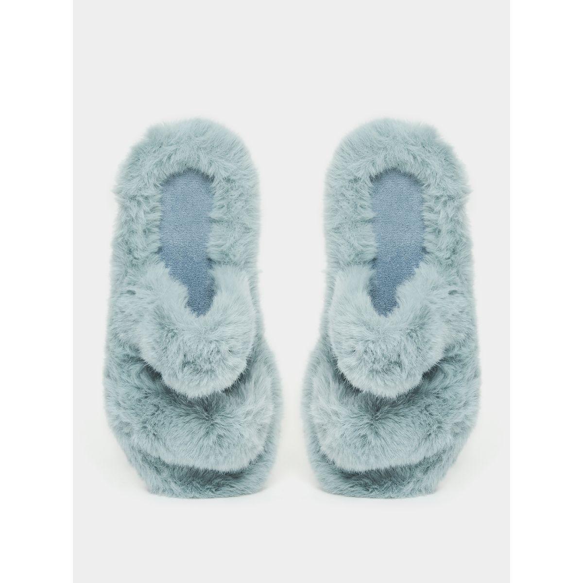 Styli Double Strap Soft Furry Bedroom Slippers-women-shoes-bedroomslippers-image-4