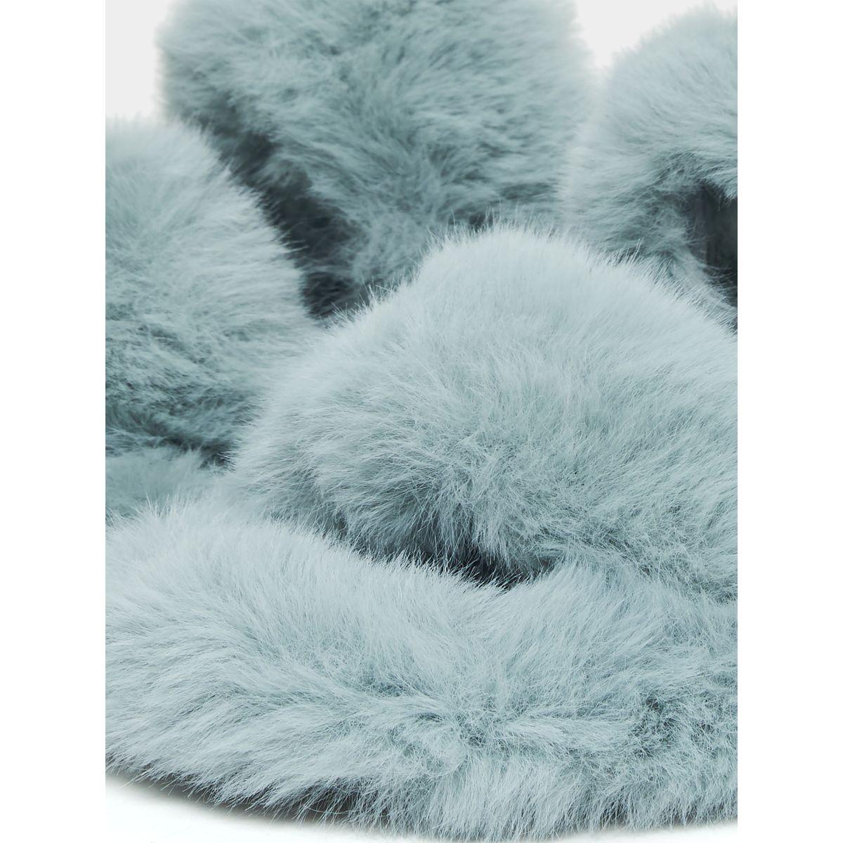 Styli Double Strap Soft Furry Bedroom Slippers-women-shoes-bedroomslippers-image-5