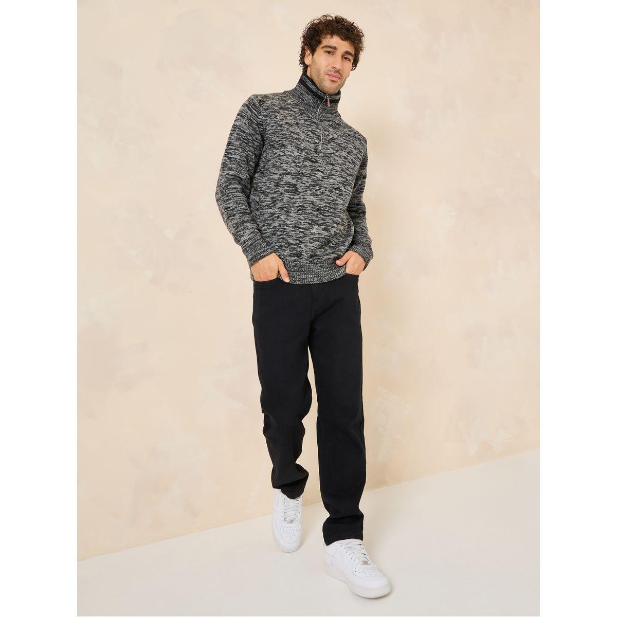 Styli Melange High Neck Regular Fit Jumper-men-clothing-sweatersandpullovers-image-2
