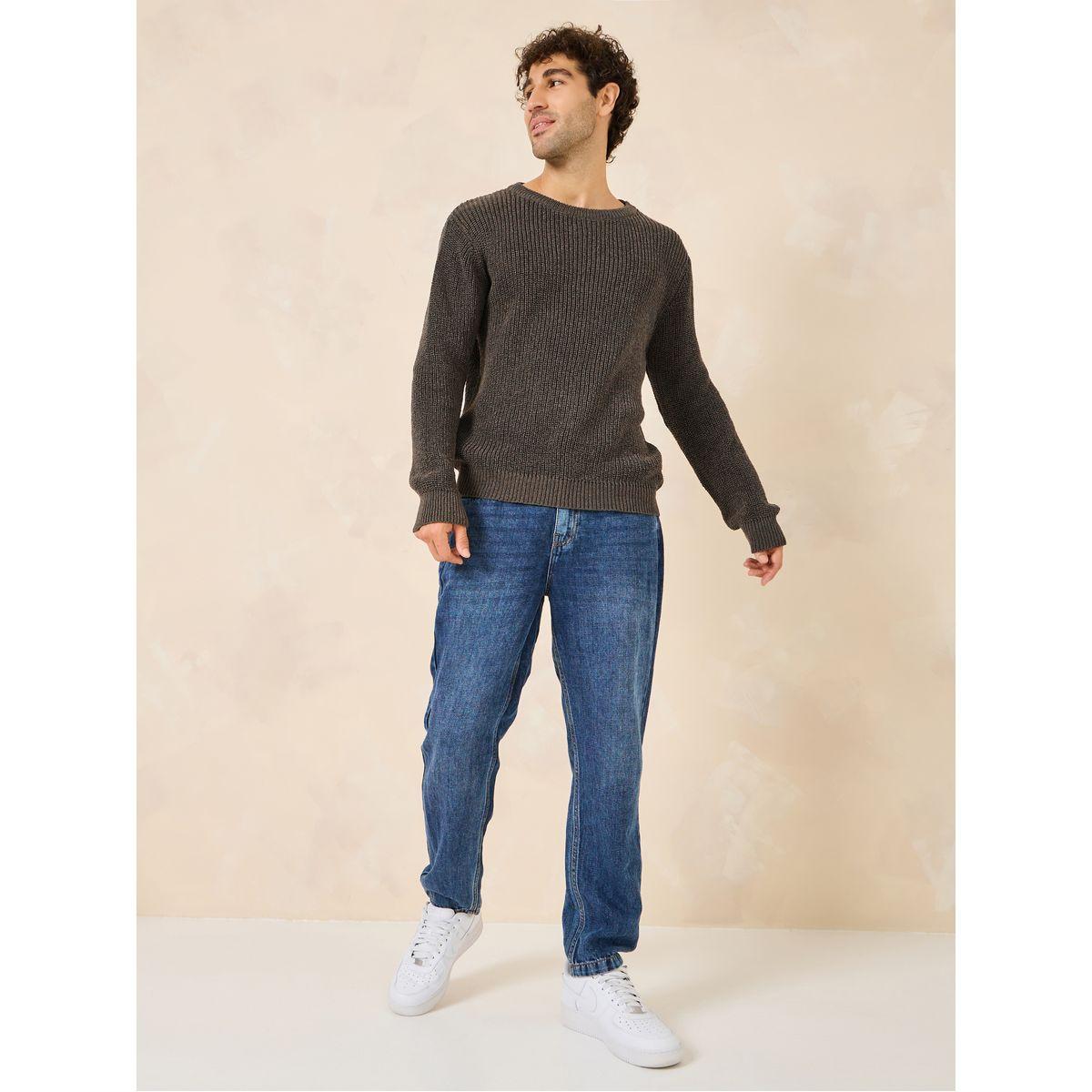 Styli Melange Crew Neck Regular Fit Jumper-men-clothing-sweatersandpullovers-image-2
